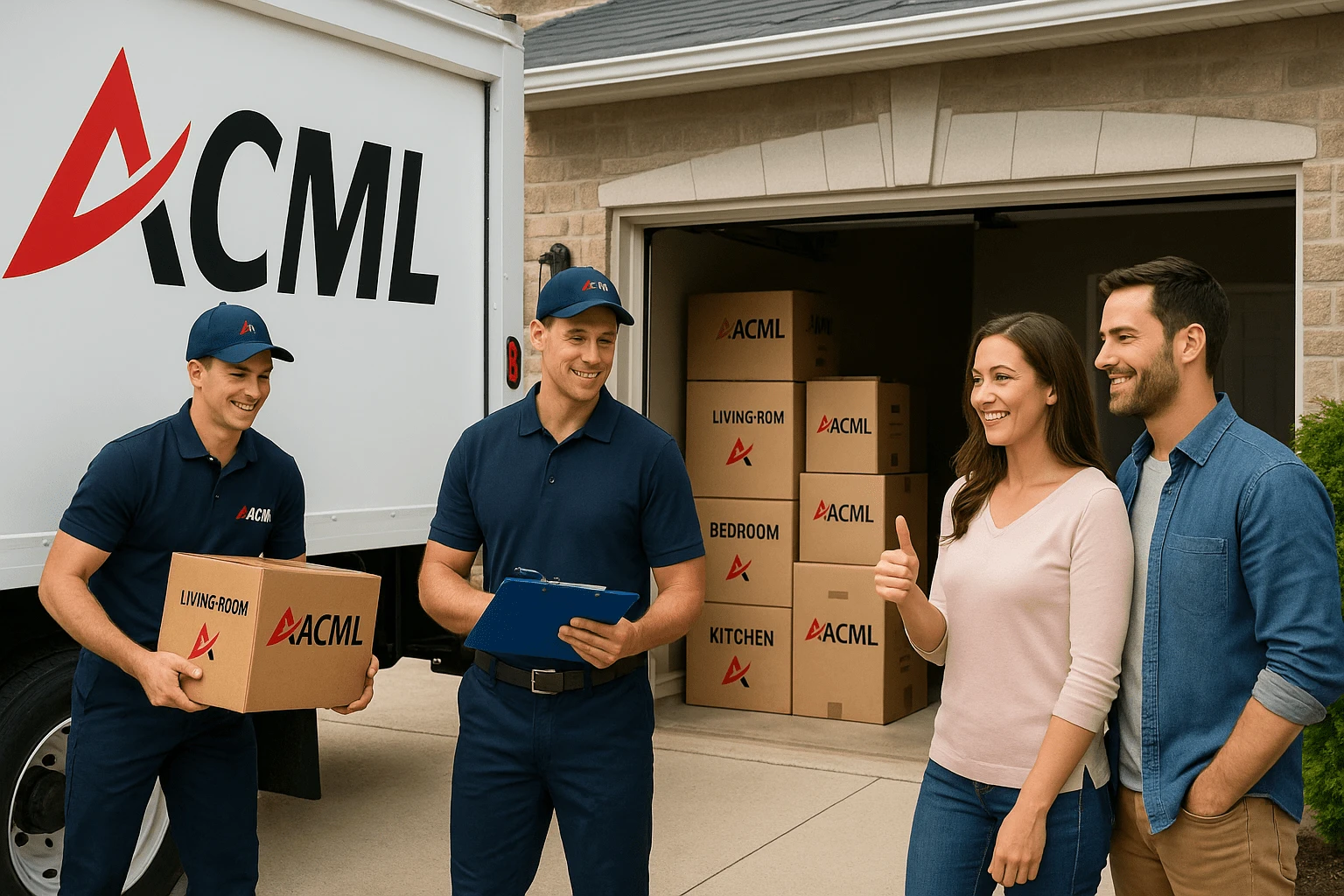 Movers assessing household move size, access conditions, stairs, and inventory volume